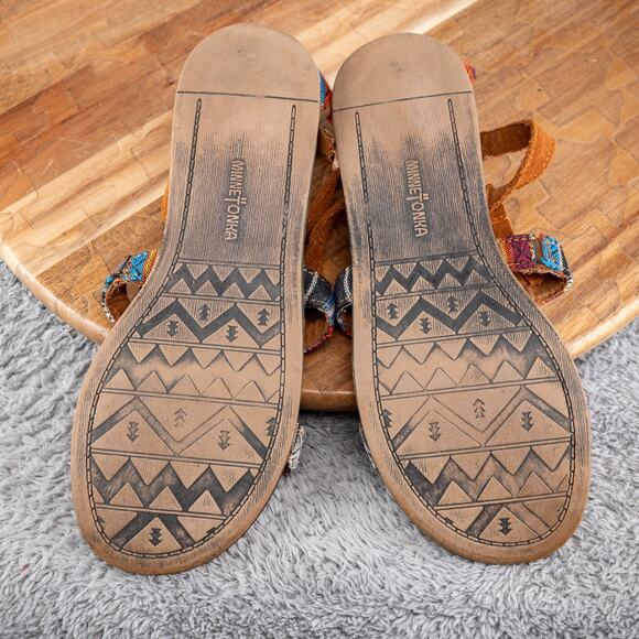 MINNETONKA Maui Arizona Print Fringe Suede Sandal 71302 Wo's 6 Brown & Multi - Picture 5 of 5